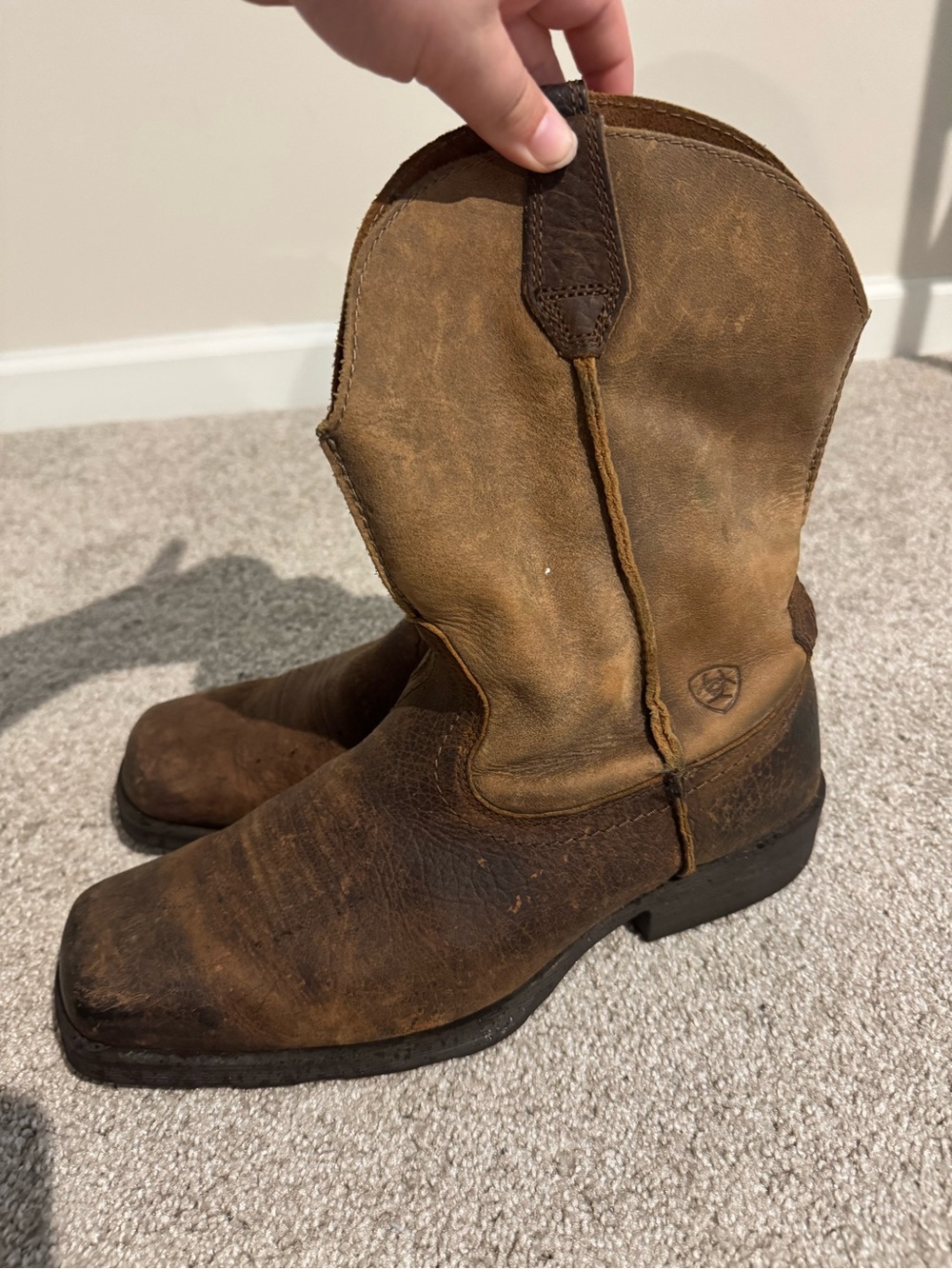 Ariat Tan Brown Suede Leather Western Boots